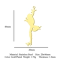 Golden stainless steel frog pendant charm with detailed 46x20mm dimensions - Frog Gold (LA946-2)