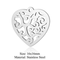 Silver hollow heart charm in stainless steel with filigree engraving and 16x16mm size - Filigree Heart (JN254) / Silver