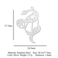 Silver stainless steel snake pendant 26.5x37.7mm size guide and weight details - Snake Hollow Silver (LA948-1)