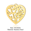 Golden heart-shaped cutout pendant in stainless steel, 16x16mm jewelry making accessory - Filigree Heart (JN254) / Gold