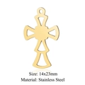 Golden cutout cross pendant made of stainless steel 14x23mm for jewelry making - Gold 14x23mm Stainless Steel Hollow Geometric Cross Pendant (JN785-2)