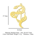 Gold plated stainless steel snake pendant with hollow star and moon patterns 26.5x37.7mm - Snake Hollow Gold (LA948-2)