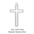 Silver hollow cross pendant in stainless steel with 16x27.5mm dimensions for DIY jewelry - Silver 16x27.5mm Stainless Steel Hollow Cross Pendant (T669-1)