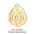 Gold plated stainless steel rose flower hollow pendant charm 13x14mm for DIY jewelry - Gold Hollow Rose (JN293-2)