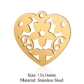 Golden heart-shaped hollow pendant with floral engraving in stainless steel - Floral Heart (JN255) / Gold