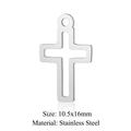 Hollow stainless steel cross pendant in silver finish measuring 10.5x16mm for DIY - Silver 10.5x16mm Stainless Steel Hollow Cross Pendant (T923-1)