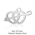Stainless steel arrow through double heart charm pendant with 9x17mm size - Hearts with Arrow (JN317) / Silver