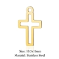 Golden hollow cross pendant in stainless steel with 10.5x16mm size for DIY jewelry - Gold 10.5x16mm Stainless Steel Hollow Cross Pendant (T923-2)