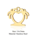 Golden heart shaped palm tree stainless steel pendant measuring 13x15mm for DIY jewelry - Gold Heart Palm Tree (JN294-2)