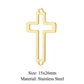 Golden hollow cross pendant in stainless steel, dimensions 15x26mm for DIY jewelry - Gold 15x26mm Stainless Steel Hollow Cross Pendant (T924-2)