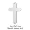 Silver stainless steel cross connector pendant for DIY jewelry making 17x27.5mm size - Silver 17x27.5mm Stainless Steel Cross Double Hole Connector (T925-1)
