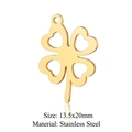 Golden hollow four-leaf clover stainless steel pendant charm 13.5x20mm for DIY jewelry - Gold Heart Clover (JN295-2)
