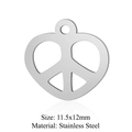 Silver stainless steel heart peace sign hollow pendant with 11.5x12mm size markers - Peace Sign Heart (JN319) / Silver