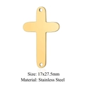 Golden stainless steel hollow cross connector for jewelry making 17x27.5mm - Gold 17x27.5mm Stainless Steel Cross Double Hole Connector (T925-2)