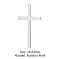 Polished stainless steel cross pendant in silver finish, size 24x44mm for DIY jewelry - Silver 24x44mm Stainless Steel Simple Large Cross Pendant (T926-1)