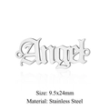Polished stainless steel Angel word pendant for DIY necklaces, silver finish, 9.5x24mm - Angel-2 Silver (JA637-1)