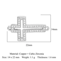 Silver silver cross jewelry connector in copper with cubic zirconia for DIY bracelets - Cross Style (VB325)