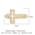 Golden copper cross connector with cubic zirconia stones for DIY jewelry making - Cross Style (VB326)