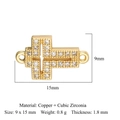 Golden brass cross jewelry connector with cubic zirconia stones for DIY bracelets - Cross Style (VB330)