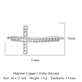 Silver-plated copper cross connector with cubic zirconia for DIY jewelry bracelets - Cross Style (VB331)