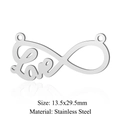 Silver infinity love pendant in stainless steel for DIY jewelry, 13.5x29.5mm size - Silver Love Infinity (JA364-1)