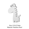 Gepolijste zilveren giraffe hanger van roestvrij staal, maat 8,5x15,5mm voor het maken sieraden - Giraf Stijl (JA327)