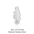 Zeepaardje hanger van roestvrij staal voor DIY-sieraden, 6,5x14,5mm zilveren afwerking - Zeepaardje Stijl (JA328)