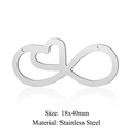 Stainless steel infinity heart pendant for DIY jewelry making, size 18x40mm, silver color - Silver Infinity Heart (JN265-1)