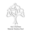 21x23mm stainless steel tree of life pendant with heart-shaped hollow leaves - Silver Heart Leaf Tree Of Life (JN298-1)