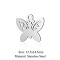 Zilveren roestvrijstalen vlinder hanger met afmeting details 12,5x14,5mm - Vlinder Stijl (JA331)