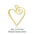 Golden heart stainless steel pendant with hollow spiral pattern 13.5x17mm charm - Gold Spiral Heart (JN770-2)