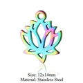 Rainbow lotus charm pendant made of stainless steel for jewelry making 12x14mm - Lotus Shape (JN190)
