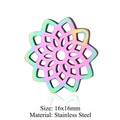 Mandala flower rainbow iridescent stainless steel charm pendant 16x16mm jewelry piece - Mandala Hollow (JN191)