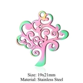 Rainbow plated stainless steel Tree of Life charm pendant measuring 19x21mm for DIY jewelry - Tree of Life Hollow (JN194)