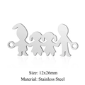 Silver stainless steel family connector pendant for DIY jewelry making 12x26mm size - Silver Family Of Four (JN940-1)