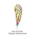 Rainbow plated stainless steel feather wing charm pendant for DIY jewelry making - Wing Hollow (JN196)