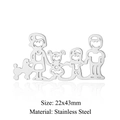 Family silhouette charm with parents, kids and pet in stainless steel 22x43mm - Silver Family Portrait With Pet (LA282)