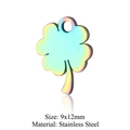 Rainbow clover stainless steel charm 9x12mm for jewelry making and necklaces - Four-Leaf Clover Charm (JN199)