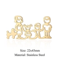 Golden stainless steel family pendant showing silhouettes of parents, child and pets - Gold Family Portrait With Pet (LA283)