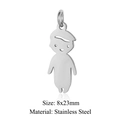 Polished silver boy-shaped stainless steel pendant with 8x23mm dimension markings - Silver Boy (LA414-1)