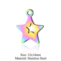 Rainbow stainless steel 12x14mm hollow star pendant with inner star DIY charm - Double Star Hollow (JN201)