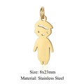 Gold stainless steel boy pendant for DIY jewelry, measuring 8x23mm with top loop - Gold Boy (LA414-2)