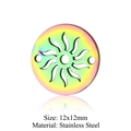 Rainbow stainless steel hollow sun pendant 12x12mm DIY jewelry making accessory - Sun Round Charm (JN232)