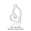 Polished stainless steel 10x13mm heart charm with spiral design for DIY jewelry making - Silver Spiral Heart (JN320-1) / 10x13mm
