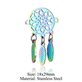 Rainbow plated stainless steel dreamcatcher pendant charm with feathers 18x29mm - Dreamcatcher Hollow (JN238)