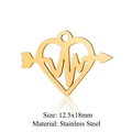 Gold stainless steel heart pendant with heartbeat EKG design, 12.5x18mm DIY jewelry accessory - Gold Heart EKG Arrow (JN321-2) / 12.5x18mm