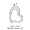 Silver stainless steel 11x16mm heart shape cutout pendant jewelry making accessory - Silver Hollow Heart (JN322-1)