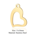 Golden heart-shaped stainless steel pendant with heartbeat cutout, size 11x16mm - Gold Hollow Heart (JN322-2)