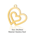 Golden double heart stainless steel pendant 20x20mm for DIY jewelry making - Gold Double Nested Heart (JN325-2)