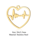 Golden stainless steel heartbeat heart pendant 20x21.5mm minimalist jewelry charm - Gold EKG Hollow Heart (JN326-2)
